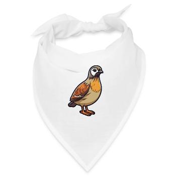 Wachtelkarikatur Kawaii Aquarellillustration - Bandana - Weiß - Vorne