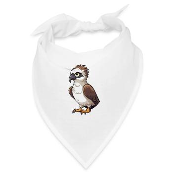 Fischadler Karikatur Kawaii Aquarell Illustration - Bandana - Weiß - Vorne