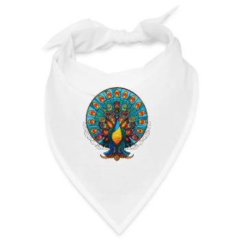 Pfauenbunte Aquarell-Tierillustration - Bandana - Weiß - Vorne
