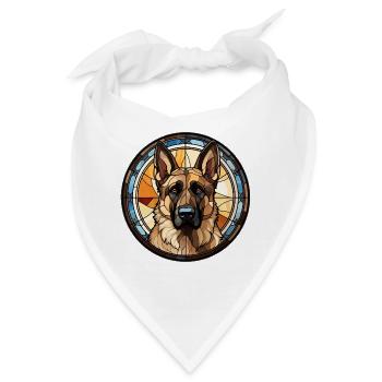 Deutscher Schäferhund Rasse Aquarellglas - Bandana - Weiß - Vorne