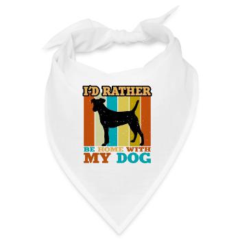 Chilenischer Foxterrier Hund Silhouette Retro Sonnenuntergang - Bandana - Weiß - Vorne