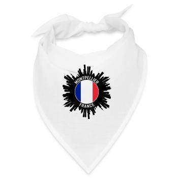 Montpellier Skyline Frankreich Flagge Reisesouvenir - Bandana - Weiß - Vorne