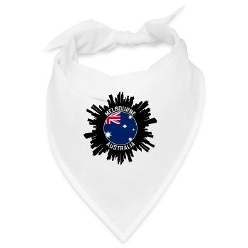 Melbourne Skyline Australien Flagge Reisesouvenir - Bandana - Weiß - Vorne