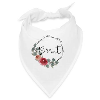 Braut - Hexagon Vintage Blumen - Bandana - Weiß - Vorne