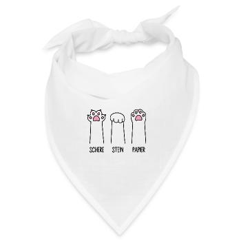 Schere Stein Papier Katze Pfote Spiel Katzenpfoten - Bandana Dreieckstuch - Weiß - Vorne