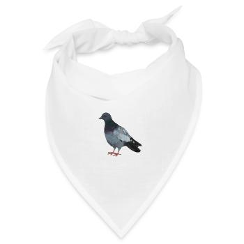 Stadttaube - Realistisch gemalte Taube - Bandana Dreieckstuch - Weiß - Vorne
