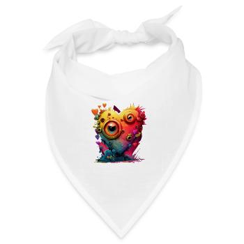 Buntes Herz mit Augen - Bandana Dreieckstuch - Weiß - Vorne