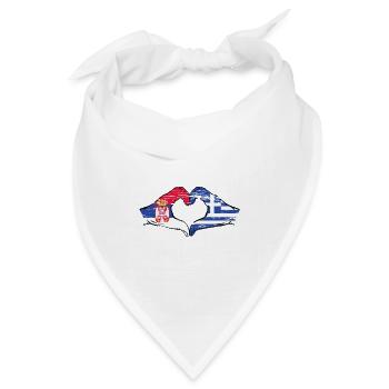 Serbien Griechenland Flagge Hände Herzform used - Bandana Dreieckstuch - Weiß - Vorne