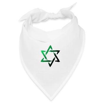 Davidstern Grün Judentum jüdisch - Bandana Dreieckstuch - Weiß - Vorne
