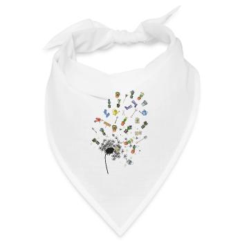 Garten in Splittern: Werkzeuge und Blumen - Bandana Dreieckstuch - Weiß - Vorne