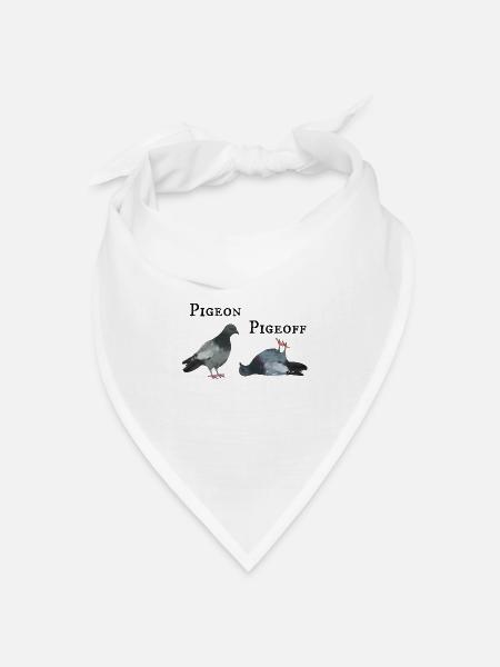 Pigeon Pigeoff - Tauben Wortspiel an und aus - Bandana Dreieckstuch - Weiß