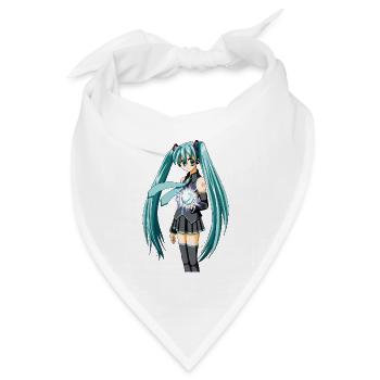 Miku. Manga / Anime süßes Mädchen - Bandana Dreieckstuch - Weiß - Vorne