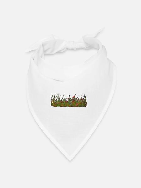 Wiesenwildblumen Musterdruck - Bandana Dreieckstuch - Weiß