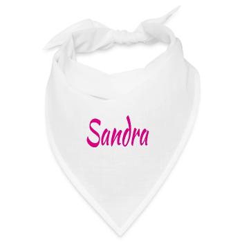 Sandra Script Pink auf Schwarz - Bandana Dreieckstuch - Weiß - Vorne
