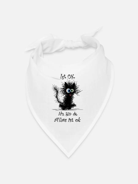Katze Ich bin ok it`s fine - Bandana Dreieckstuch - Weiß