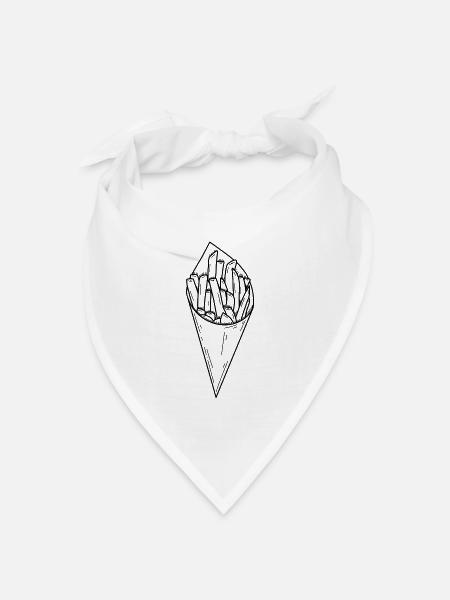 Pommes – Minimalistisches Fastfood Design - Bandana Dreieckstuch - Weiß