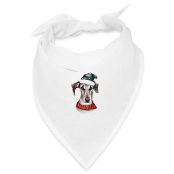 Ein Whippet-Hund im Weihnachtsmannkostüm - Bandana Dreieckstuch - Weiß - Vorne