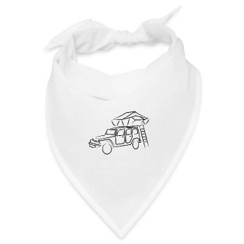 Jeep mit Dachzelt, Dachzeltnomaden - Bandana Dreieckstuch - Weiß - Vorne