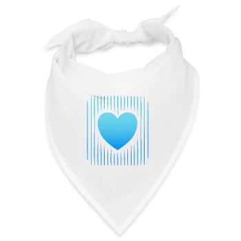 Herz blaues Herz blaue Linien abstrakt - Bandana Dreieckstuch - Weiß - Vorne