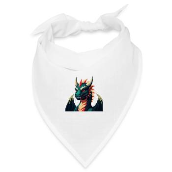 Drache Cartoon Figur Buntes Haustier Tier - Bandana Dreieckstuch - Weiß - Vorne