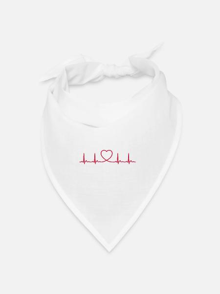 Herzschlag-EKG-Linie Medizinischer Pulswellen-Ikon-Vektor - Bandana Dreieckstuch - Weiß