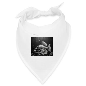 Detaillierte schwarz-weiße Koi - Bandana Dreieckstuch - Weiß - Vorne
