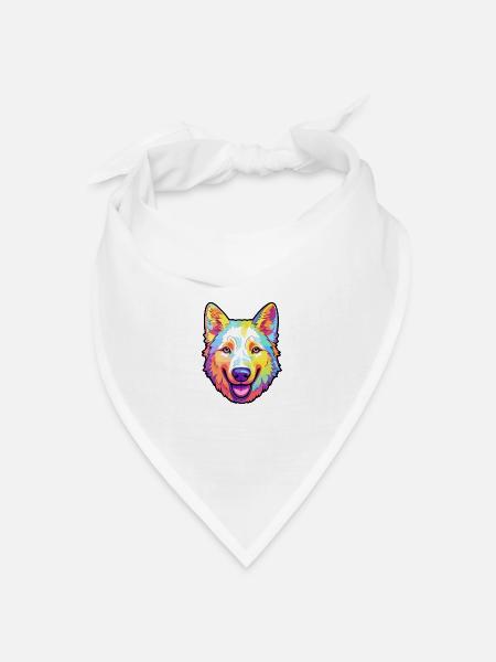 Weißer Schäferhund Rasse Cartoon Kawaii Illustrati - Bandana Dreieckstuch - Weiß