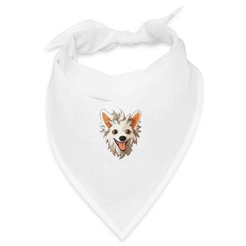 Chinesische Schopfhunderasse Aquarell-Karikatur Kawai - Bandana Dreieckstuch - Weiß - Vorne