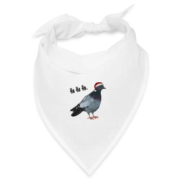 Ho Ho Ho - Taube mit Weihnachtsmütze - Bandana Dreieckstuch - Weiß - Vorne