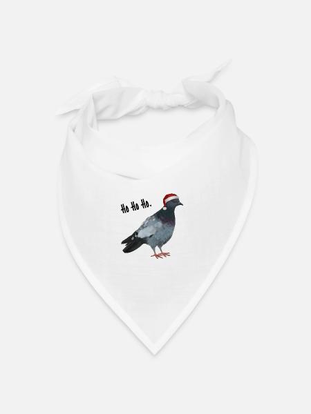 Ho Ho Ho - Taube mit Weihnachtsmütze - Bandana Dreieckstuch - Weiß