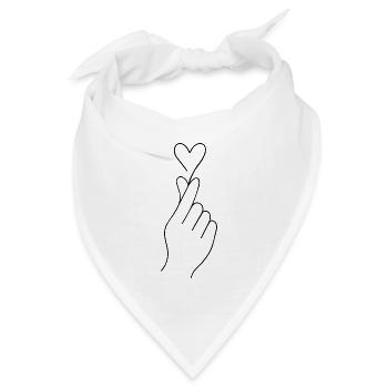 Koreanisches Fingerherz – Minimalistisches Love Sy - Bandana Dreieckstuch - Weiß - Vorne