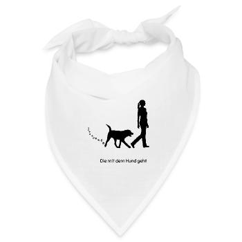 Die mit dem Hund geht - Bandana Dreieckstuch - Weiß - Vorne