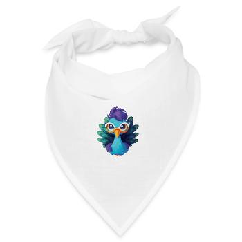 Niedlicher Pfau mit Brille Cartoon Kawaii - Bandana Dreieckstuch - Weiß - Vorne
