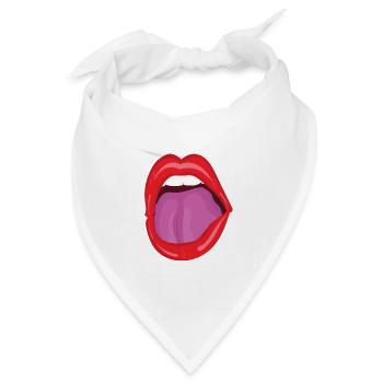 Roter Mund weit offen - Pop Art Lippen - Bandana Dreieckstuch - Weiß - Vorne