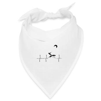 Herzschlag Kiterin - Schwarze EKG Linie mit Kite - Bandana Dreieckstuch - Weiß - Vorne