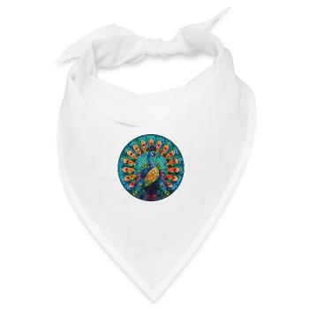 Pfauenbunte Aquarell-Tierillustration - Bandana Dreieckstuch - Weiß - Vorne