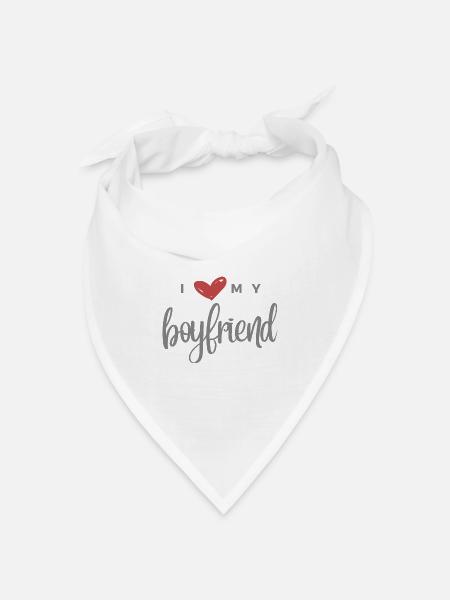I Love My Boyfriend - Bandana Dreieckstuch - Weiß