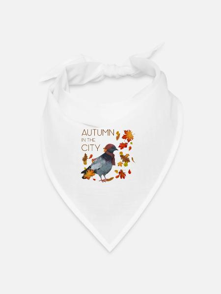 Autumn in the City - Herbsttaube mit Schal - Bandana Dreieckstuch - Weiß