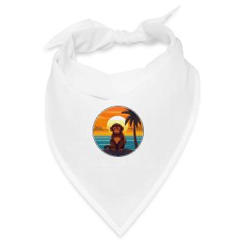 Affe lustige Karikatur Kawaii Strand Illustration - Bandana Dreieckstuch - Weiß - Vorne