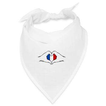 Frankreich Herzform mit Hände - Bandana Dreieckstuch - Weiß - Vorne