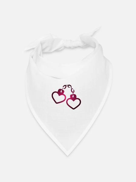 Handschelle Herz - Bandana Dreieckstuch - Weiß