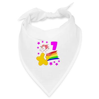 7 Siebter Geburtstag 7 Bday Mädchen Einhorn - Bandana Dreieckstuch - Weiß - Vorne