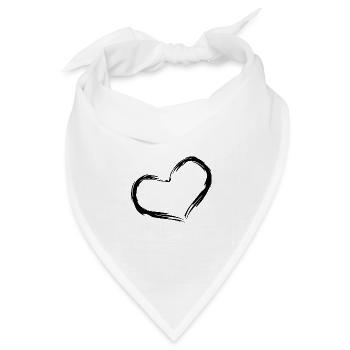 Herz Design Bürste Schwarz - Bandana Dreieckstuch - Weiß - Vorne