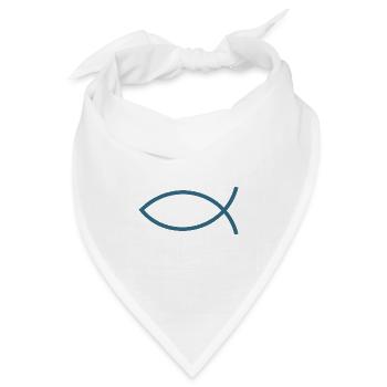 Blauer Jesusfisch Ichthys Jesus Fisch  - Bandana Dreieckstuch - Weiß - Vorne
