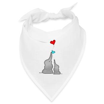 Elefanten Herz Luftballon Baby Geburtstag - Bandana Dreieckstuch - Weiß - Vorne