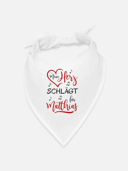 Mein Herz schlägt für Matthias - Bandana Dreieckstuch - Weiß