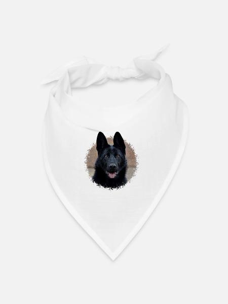 Schwarzer Schäferhund - Bandana Dreieckstuch - Weiß