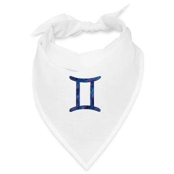Zwilling Sternzeichen – Galaxie-Aquarell - Bandana Dreieckstuch - Weiß - Vorne