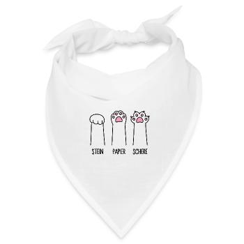 Stein Papier Schere Katze Pfote Spiel Katzenpfoten - Bandana Dreieckstuch - Weiß - Vorne