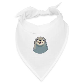 Siegelkarikatur Kawaii Aquarellillustration - Bandana Dreieckstuch - Weiß - Vorne